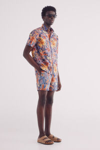 Springfield Floral print swim shorts blue