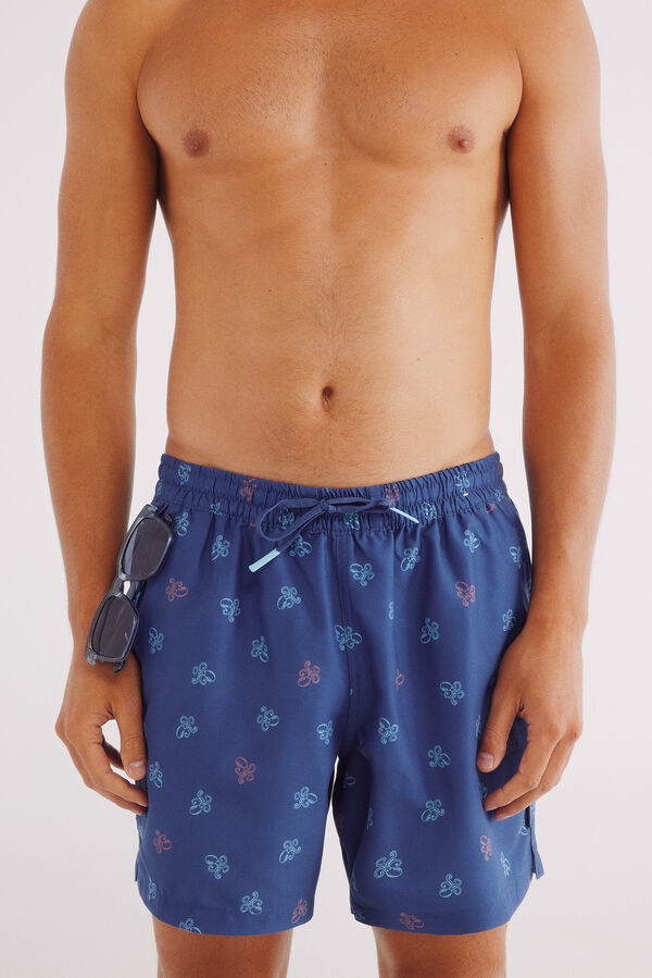 Springfield Octopus print swim shorts blue