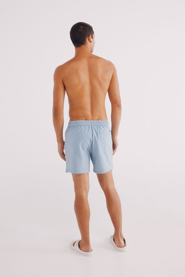 Springfield Striped print seersucker swim shorts blue