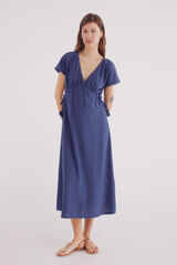 Springfield Swiss circular embroidered midi dress blue