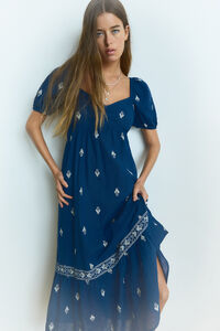 Springfield midi dress with ruffle blue