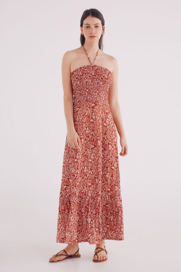 Springfield midi dress with honeycomb body red
