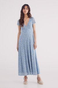 Springfield Blue floral midi dress blue